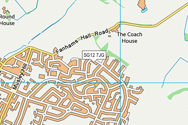 SG12 7JG map - OS VectorMap District (Ordnance Survey)