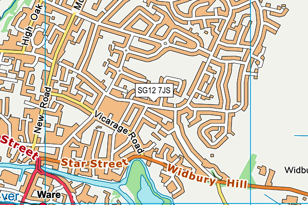 SG12 7JS map - OS VectorMap District (Ordnance Survey)