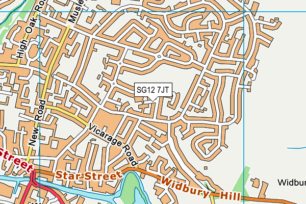 SG12 7JT map - OS VectorMap District (Ordnance Survey)