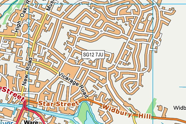 SG12 7JU map - OS VectorMap District (Ordnance Survey)
