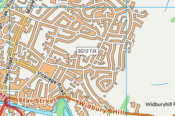 SG12 7JX map - OS VectorMap District (Ordnance Survey)