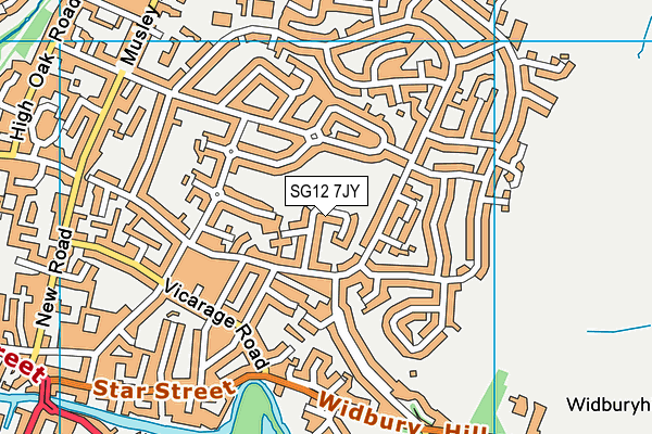 SG12 7JY map - OS VectorMap District (Ordnance Survey)