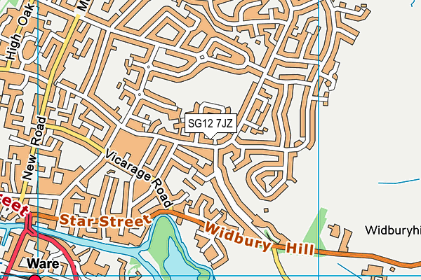 SG12 7JZ map - OS VectorMap District (Ordnance Survey)