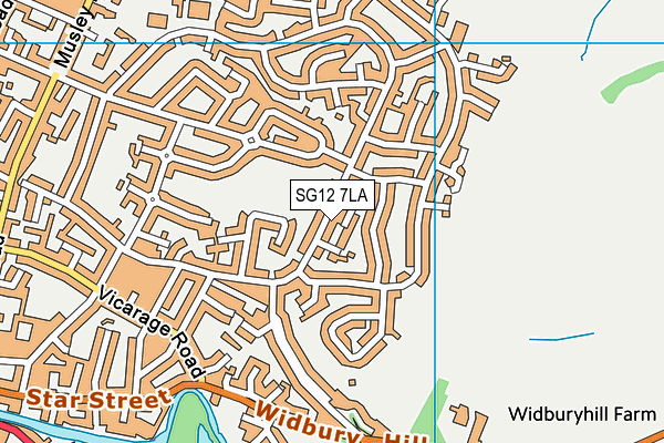 SG12 7LA map - OS VectorMap District (Ordnance Survey)