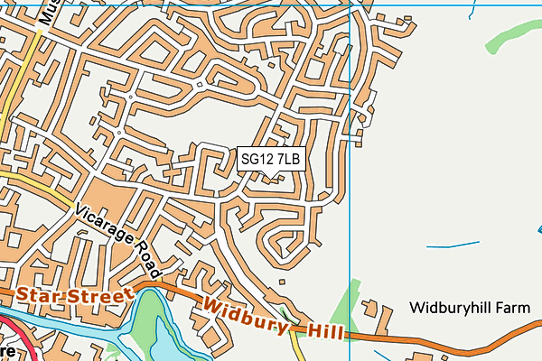 SG12 7LB map - OS VectorMap District (Ordnance Survey)