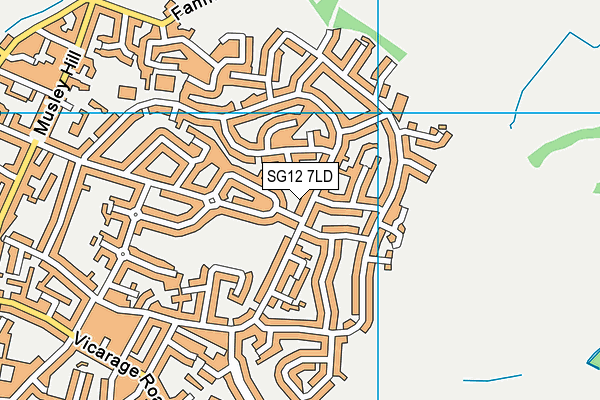 SG12 7LD map - OS VectorMap District (Ordnance Survey)