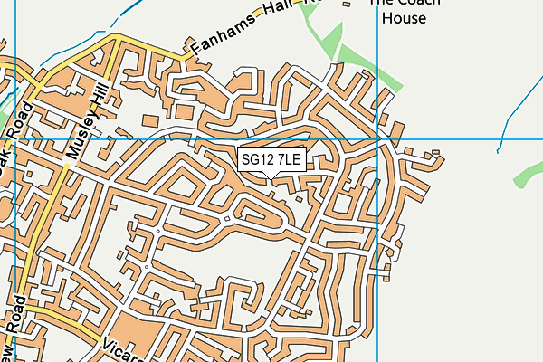 SG12 7LE map - OS VectorMap District (Ordnance Survey)