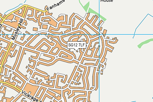 SG12 7LF map - OS VectorMap District (Ordnance Survey)