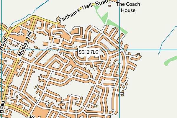 SG12 7LG map - OS VectorMap District (Ordnance Survey)