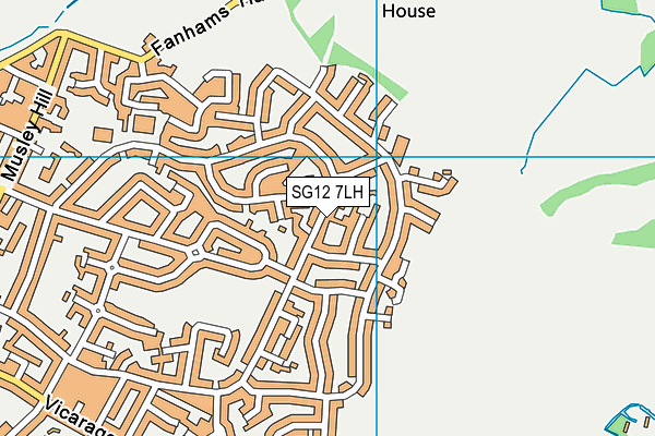 SG12 7LH map - OS VectorMap District (Ordnance Survey)