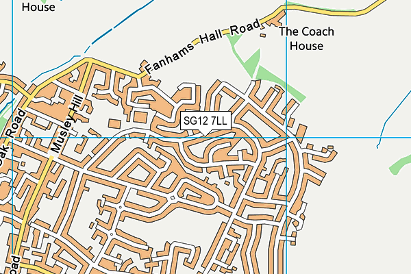 SG12 7LL map - OS VectorMap District (Ordnance Survey)