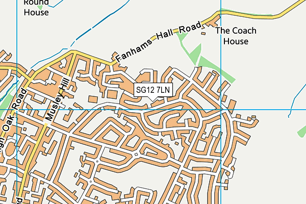 SG12 7LN map - OS VectorMap District (Ordnance Survey)