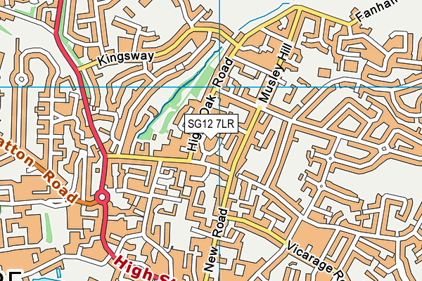 SG12 7LR map - OS VectorMap District (Ordnance Survey)