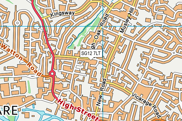 SG12 7LT map - OS VectorMap District (Ordnance Survey)