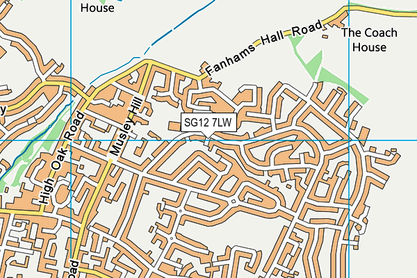 SG12 7LW map - OS VectorMap District (Ordnance Survey)