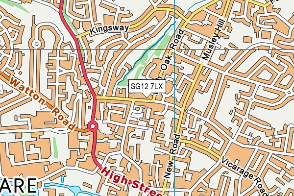 SG12 7LX map - OS VectorMap District (Ordnance Survey)