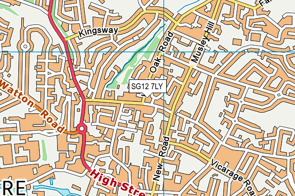 SG12 7LY map - OS VectorMap District (Ordnance Survey)