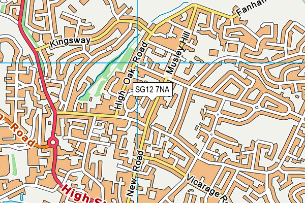 SG12 7NA map - OS VectorMap District (Ordnance Survey)