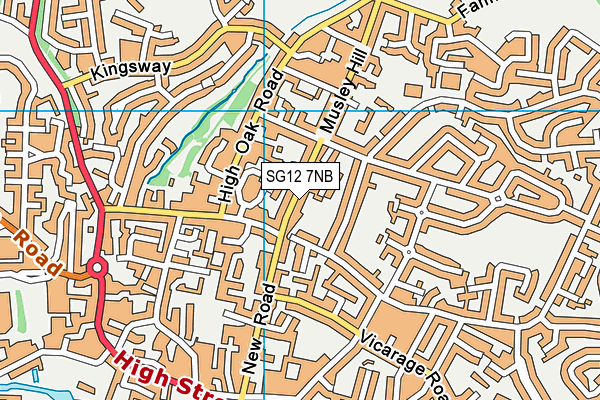 SG12 7NB map - OS VectorMap District (Ordnance Survey)