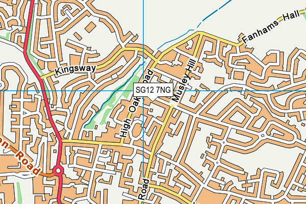 SG12 7NG map - OS VectorMap District (Ordnance Survey)