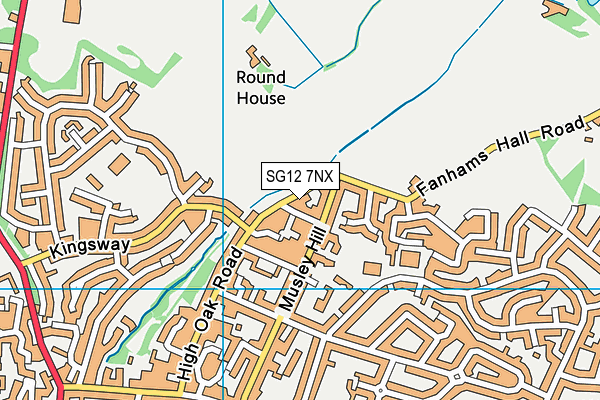 SG12 7NX map - OS VectorMap District (Ordnance Survey)