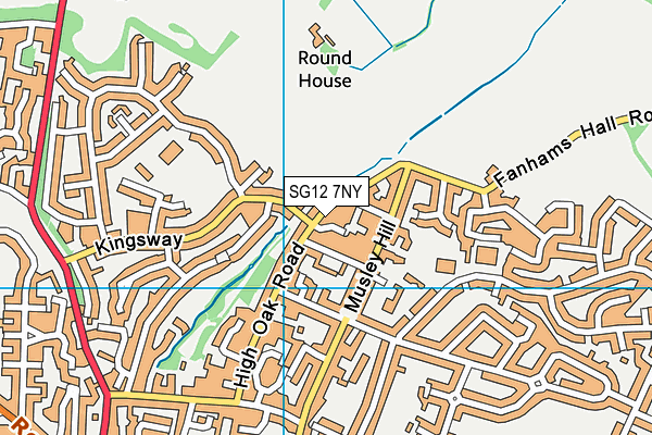 SG12 7NY map - OS VectorMap District (Ordnance Survey)