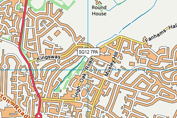 SG12 7PA map - OS VectorMap District (Ordnance Survey)