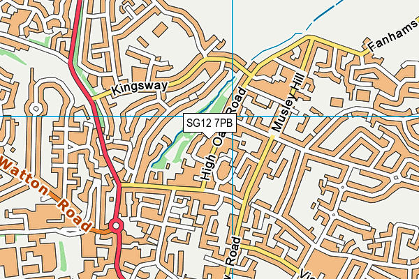 SG12 7PB map - OS VectorMap District (Ordnance Survey)