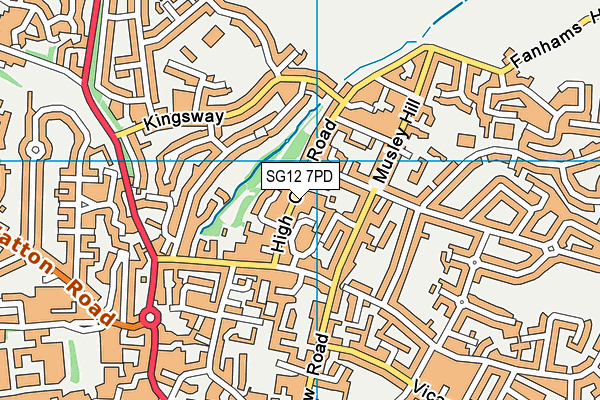 SG12 7PD map - OS VectorMap District (Ordnance Survey)