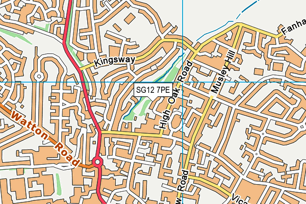 SG12 7PE map - OS VectorMap District (Ordnance Survey)