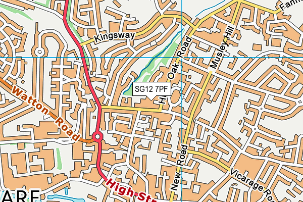 SG12 7PF map - OS VectorMap District (Ordnance Survey)