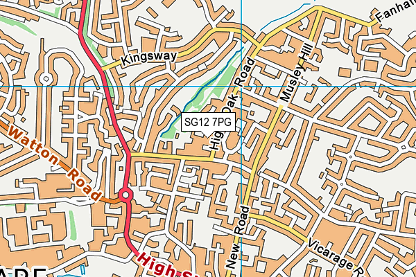 SG12 7PG map - OS VectorMap District (Ordnance Survey)