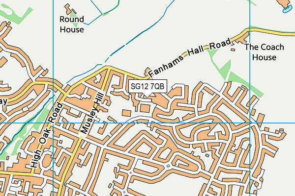 SG12 7QB map - OS VectorMap District (Ordnance Survey)