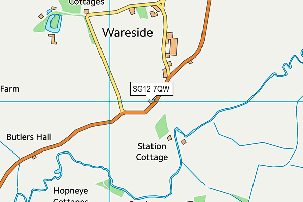 SG12 7QW map - OS VectorMap District (Ordnance Survey)