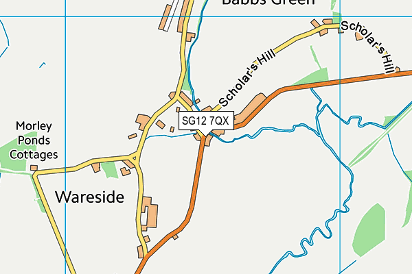 SG12 7QX map - OS VectorMap District (Ordnance Survey)