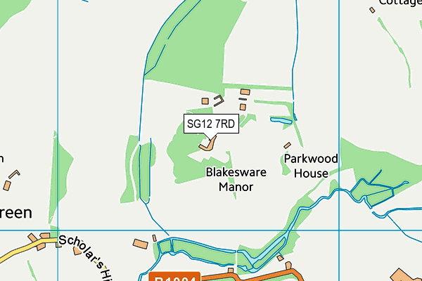 SG12 7RD map - OS VectorMap District (Ordnance Survey)