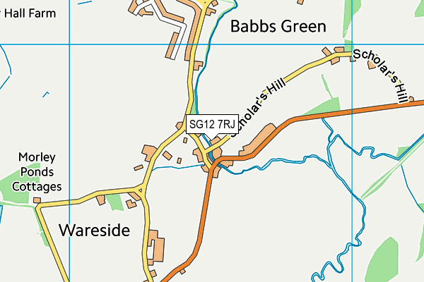 SG12 7RJ map - OS VectorMap District (Ordnance Survey)