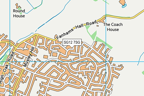 SG12 7SG map - OS VectorMap District (Ordnance Survey)