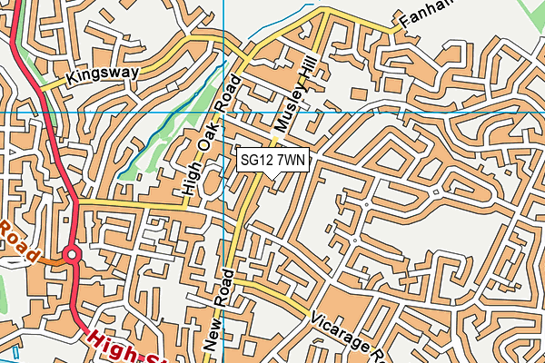 SG12 7WN map - OS VectorMap District (Ordnance Survey)