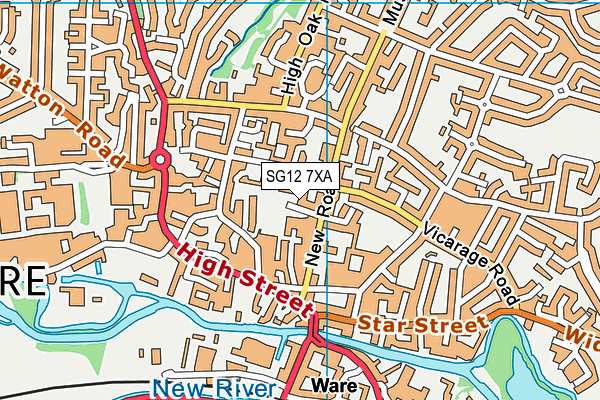 SG12 7XA map - OS VectorMap District (Ordnance Survey)