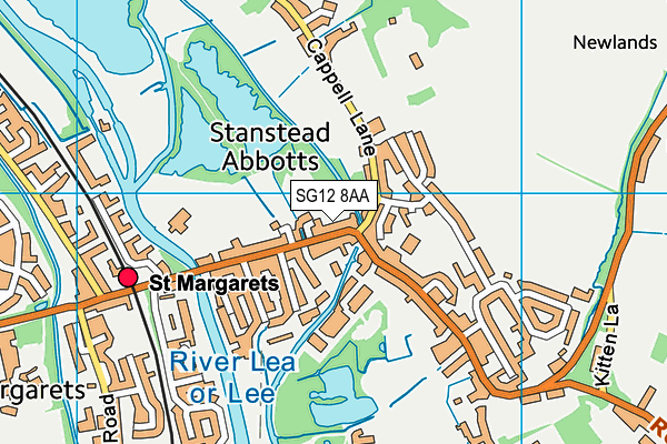SG12 8AA map - OS VectorMap District (Ordnance Survey)