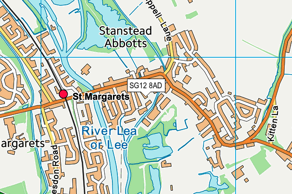 SG12 8AD map - OS VectorMap District (Ordnance Survey)