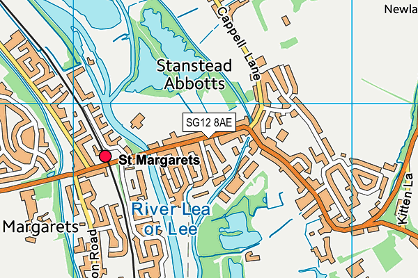 SG12 8AE map - OS VectorMap District (Ordnance Survey)