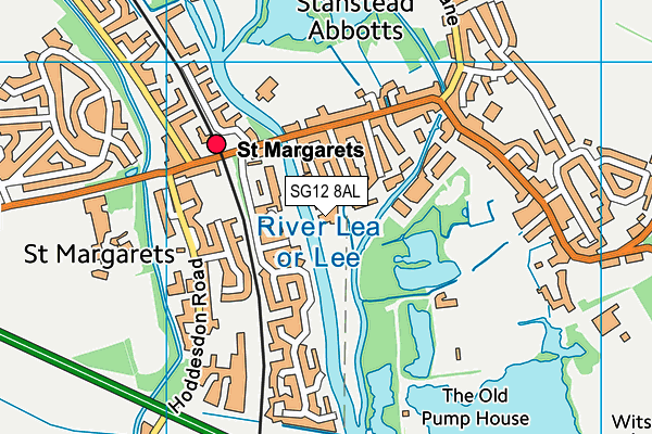 SG12 8AL map - OS VectorMap District (Ordnance Survey)