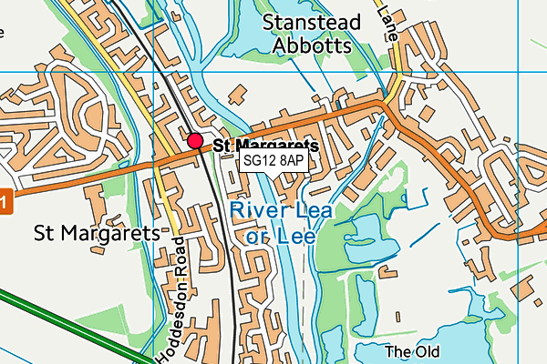 SG12 8AP map - OS VectorMap District (Ordnance Survey)