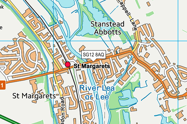 SG12 8AQ map - OS VectorMap District (Ordnance Survey)