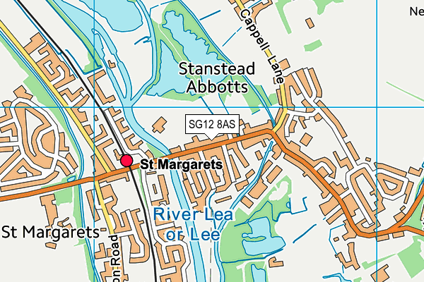 SG12 8AS map - OS VectorMap District (Ordnance Survey)
