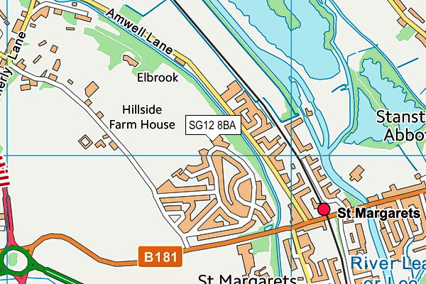 SG12 8BA map - OS VectorMap District (Ordnance Survey)