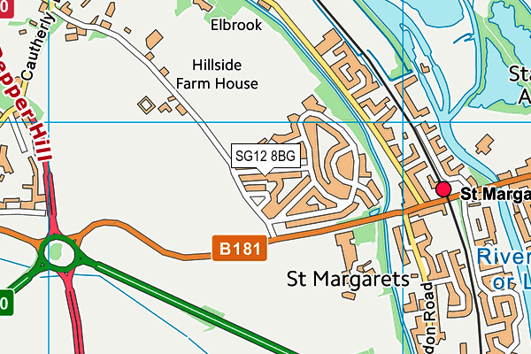 SG12 8BG map - OS VectorMap District (Ordnance Survey)