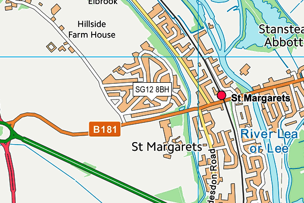 SG12 8BH map - OS VectorMap District (Ordnance Survey)